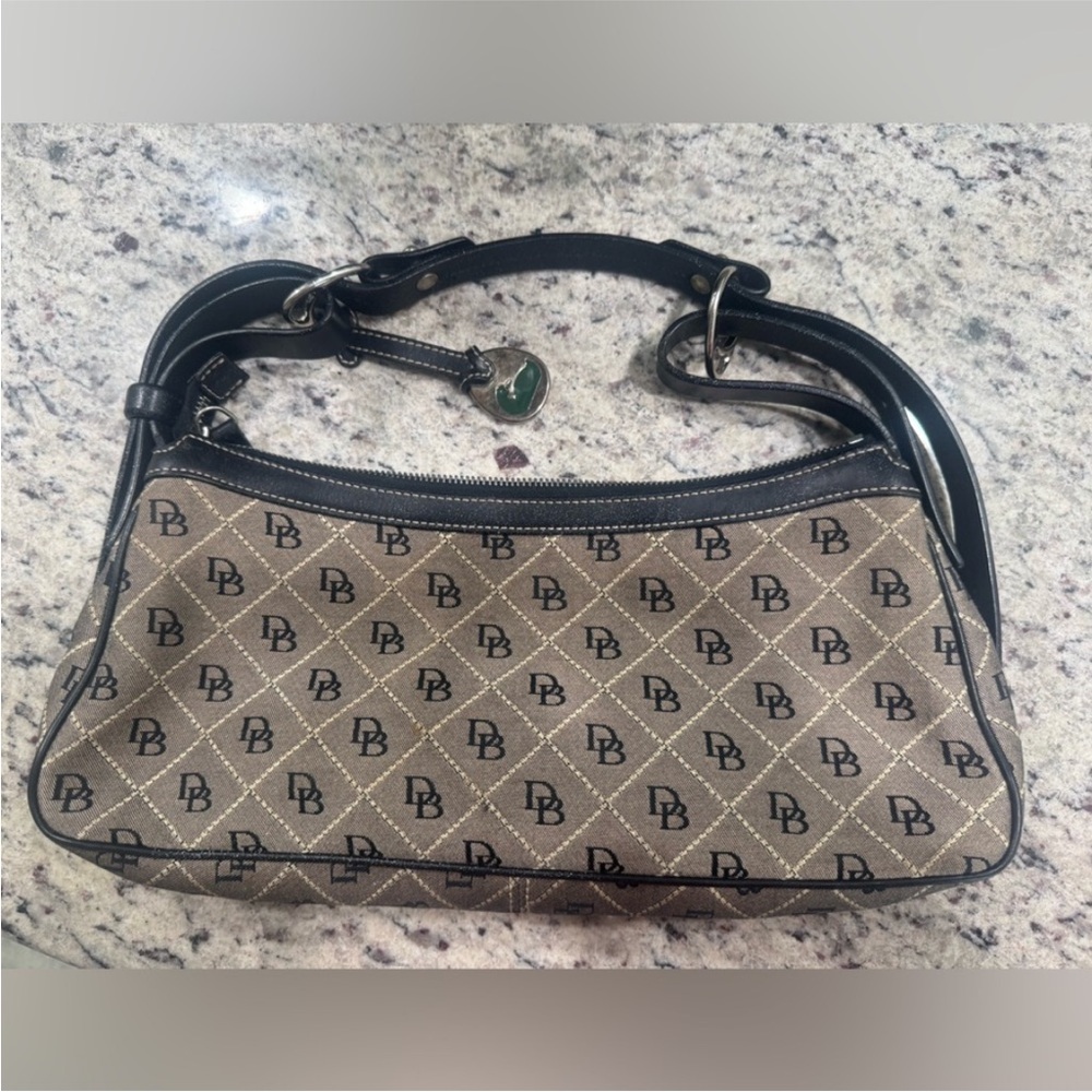 Dooney & Bourke Brown and Black Shoulder Bag with Crescent Shape